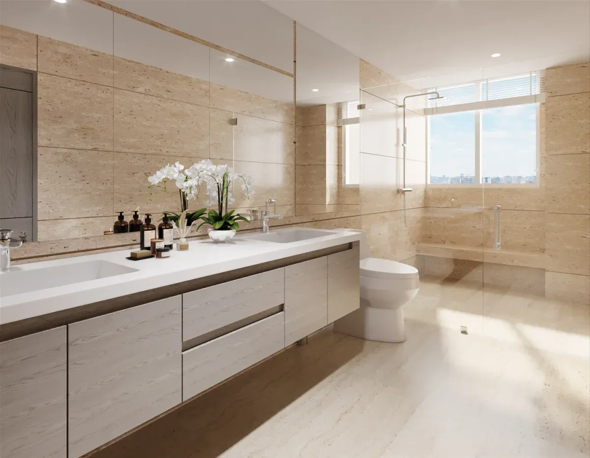 Celeste, Santa María, baño