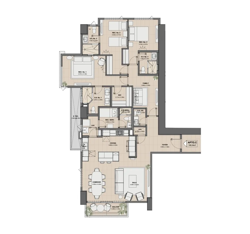 Celeste Santa María, planta Apto, C