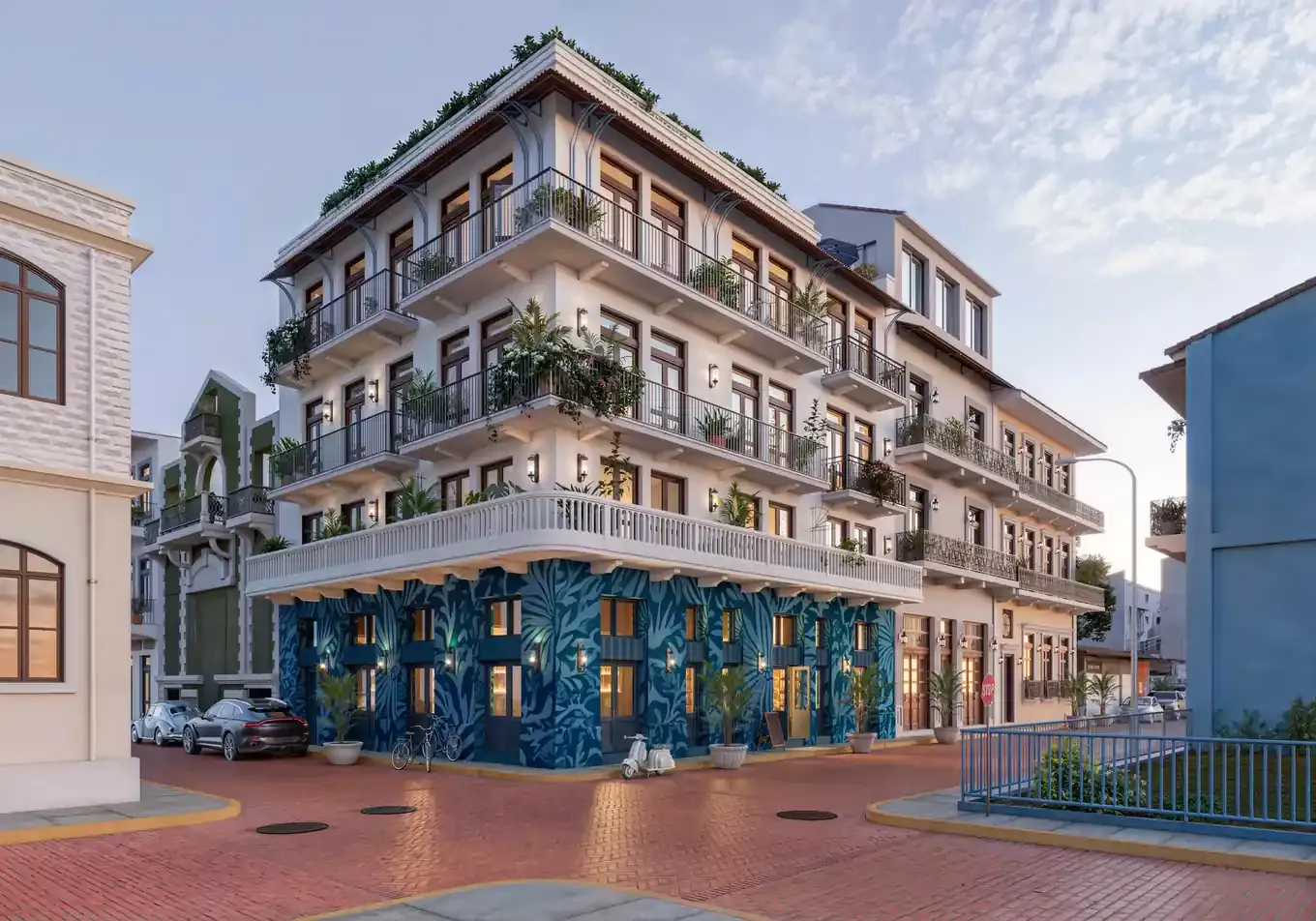 Fachada de Doña Ceci, edificio boutique de estilo colonial en el Casco Viejo de Panamá