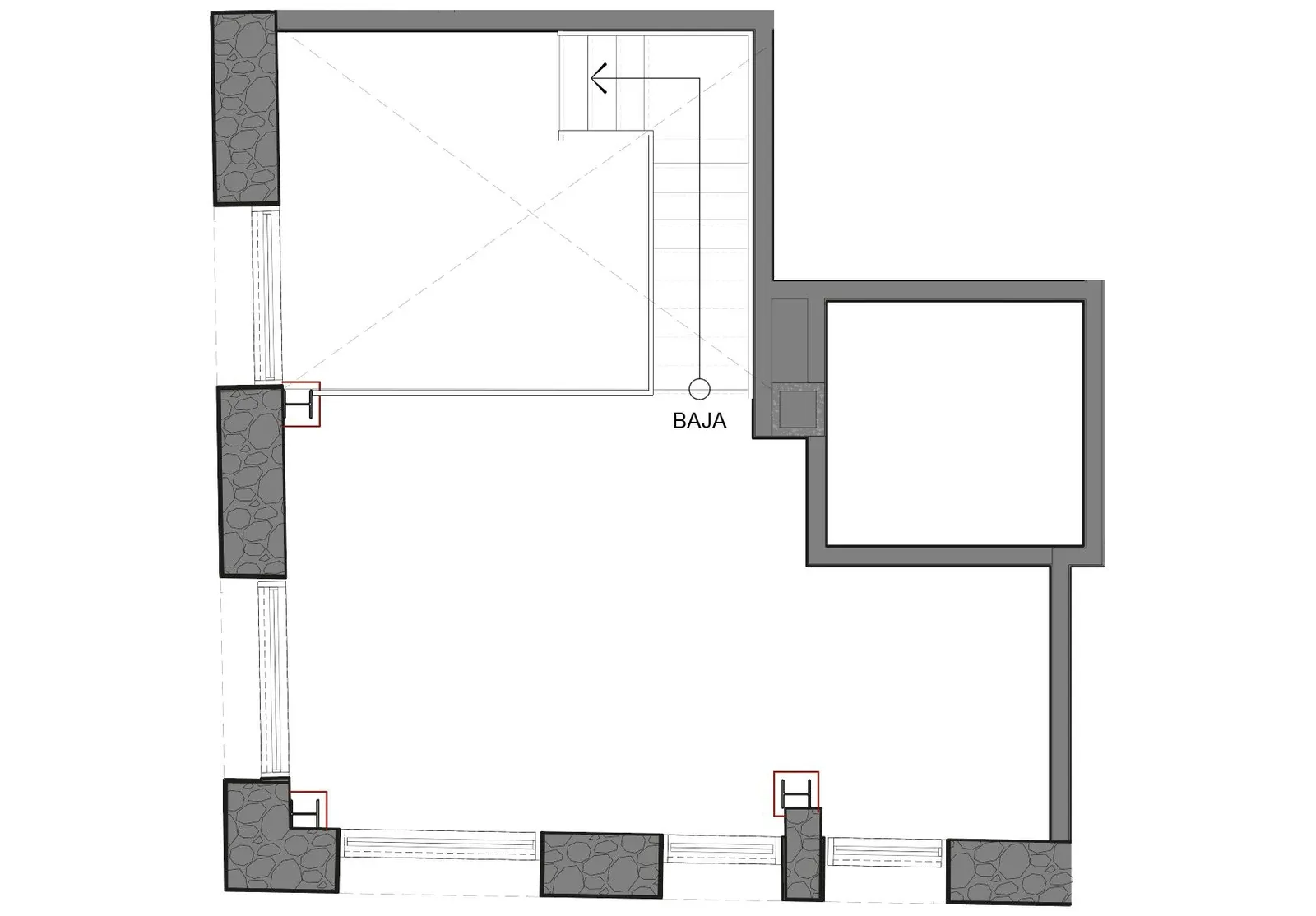 Plano del mezzanine del Local B de Doña Ceci en el Casco Viejo