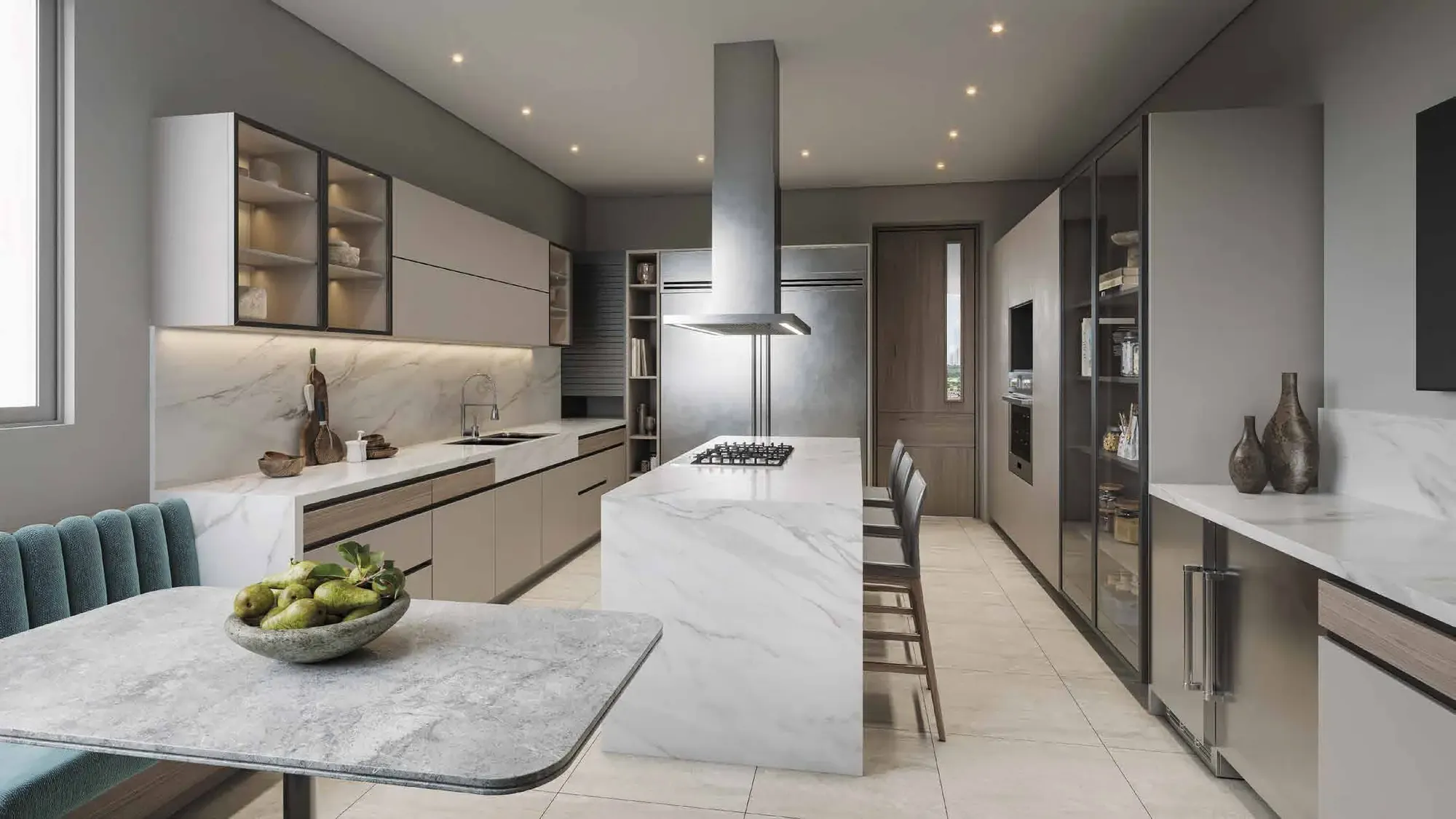 Cocina italiana con isla en un apartamento de Guayacán, Santa María