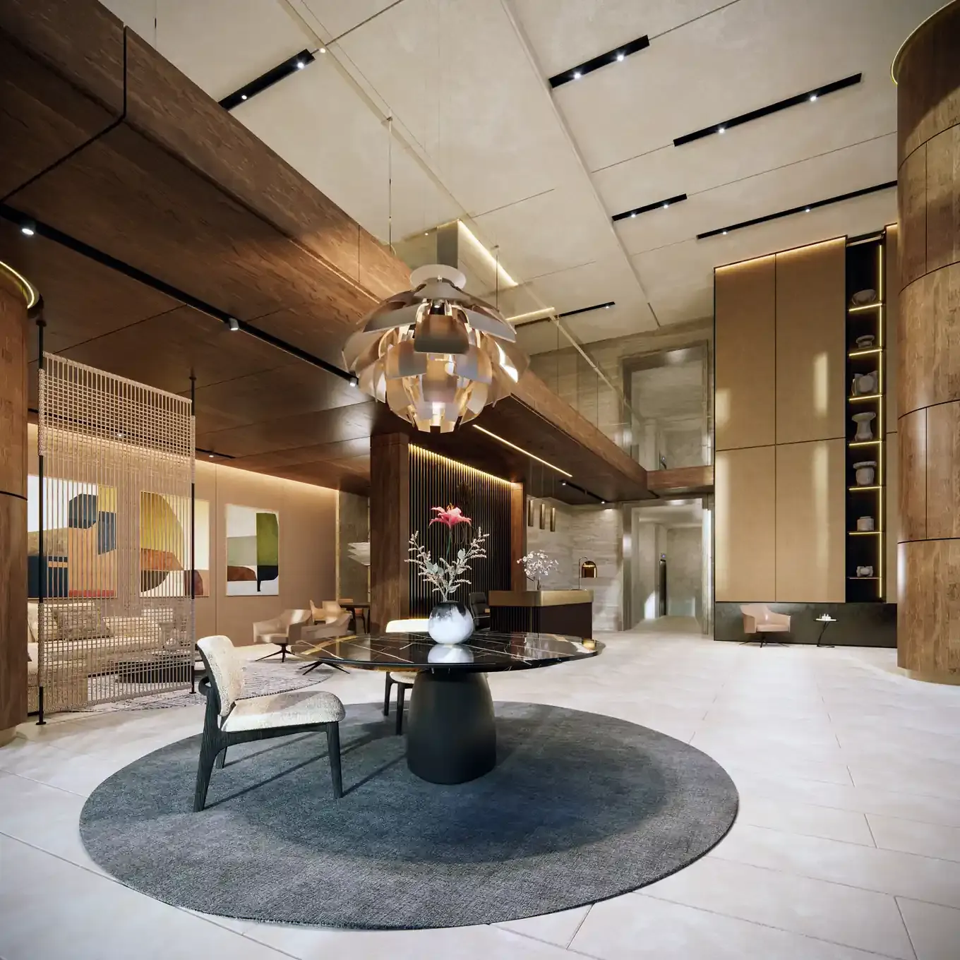 Lobby de la torre Madero en Costa del Este