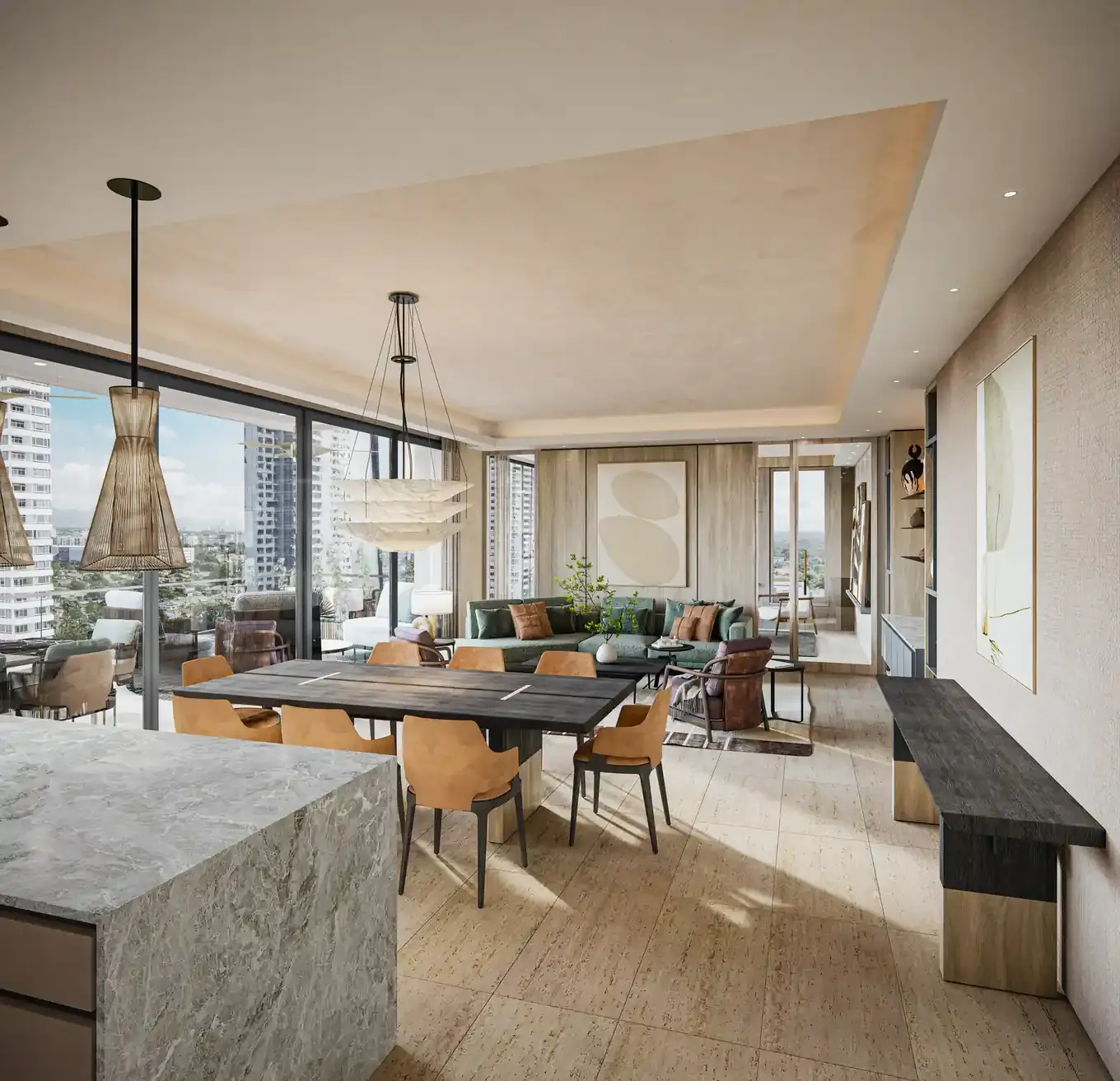 Sala de un apartamento Tipo A en Madero, Costa del Este