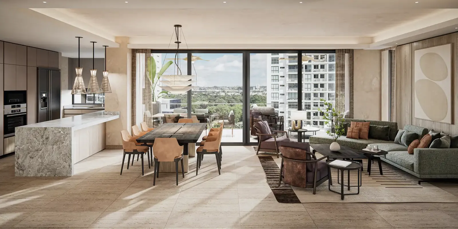 Sala de un apartamento Tipo B en Madero, Costa del Este