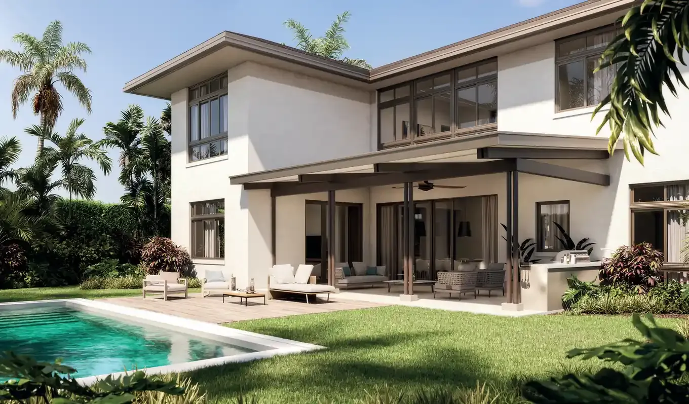 Patio con terraza techada de una casa en Paseo del Este, Costa del Este, con piscina opcional