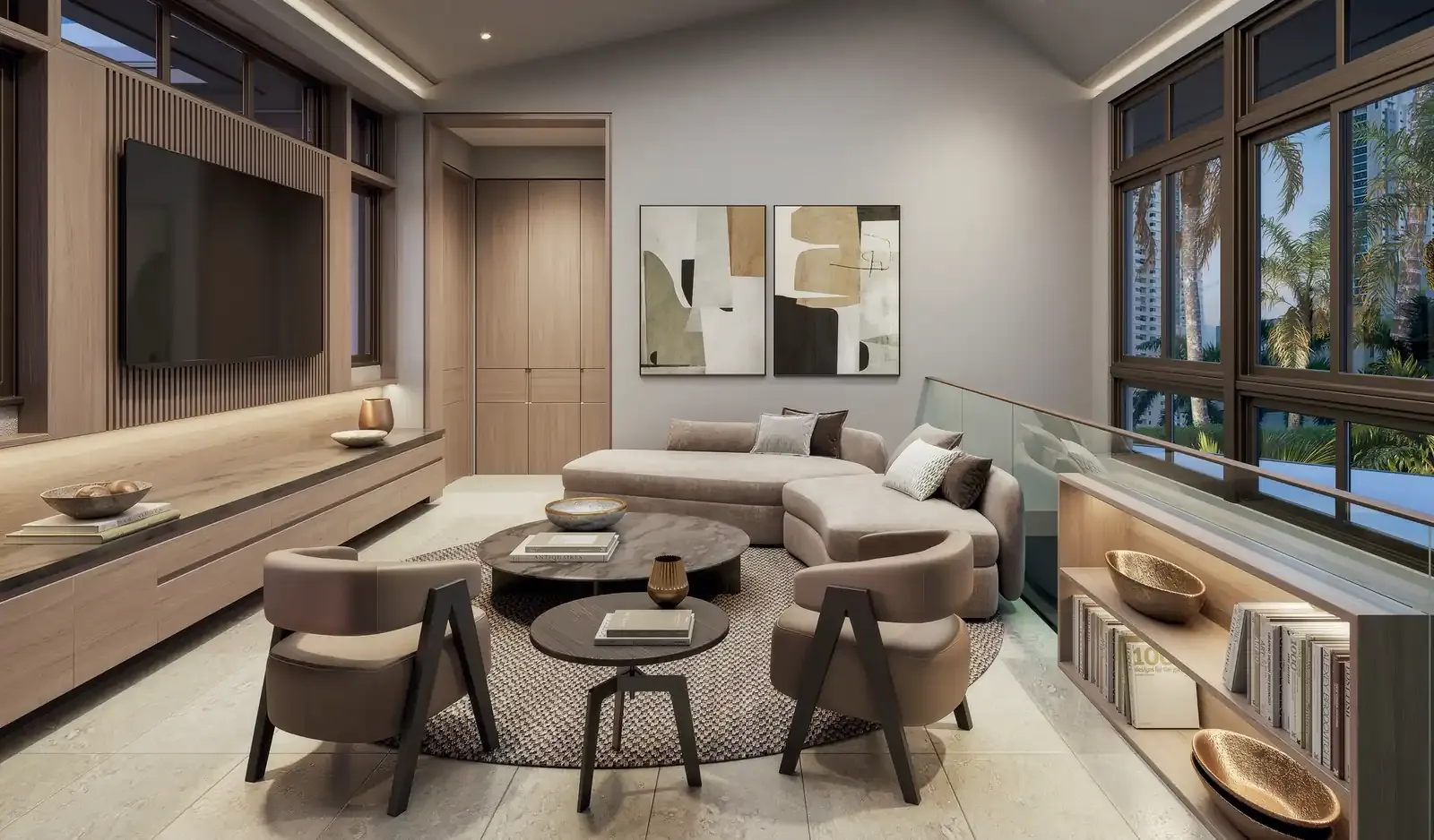 Sala familiar de una casa en Paseo del Este, Costa del Este